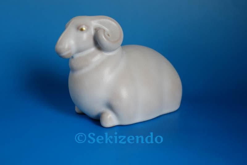 京焼　清水焼　楠部弥弌　フィギュリン 未 羊　置物 共箱 文部大臣賞受賞２５４６