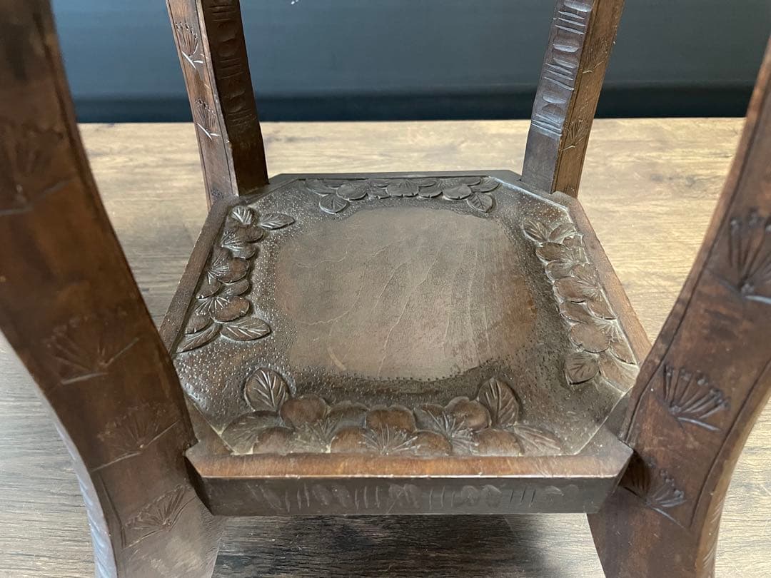 和製ビンテージ 伝統工芸 軽井沢彫り サイドテーブル　花台