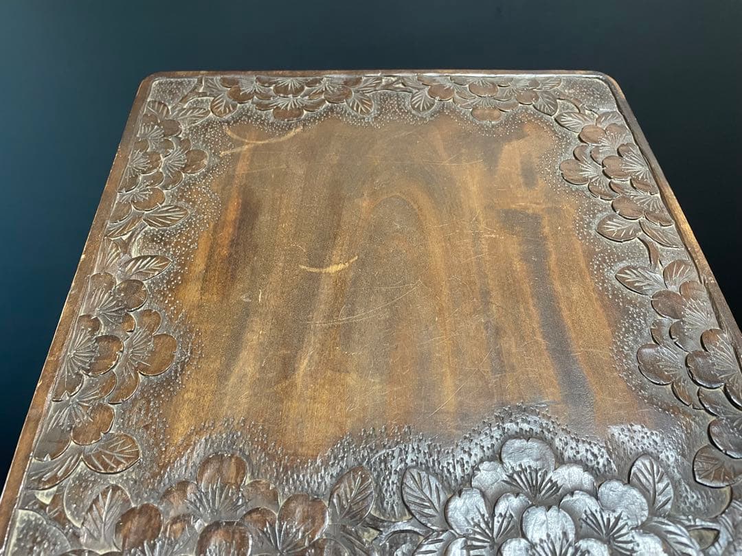 和製ビンテージ 伝統工芸 軽井沢彫り サイドテーブル　花台