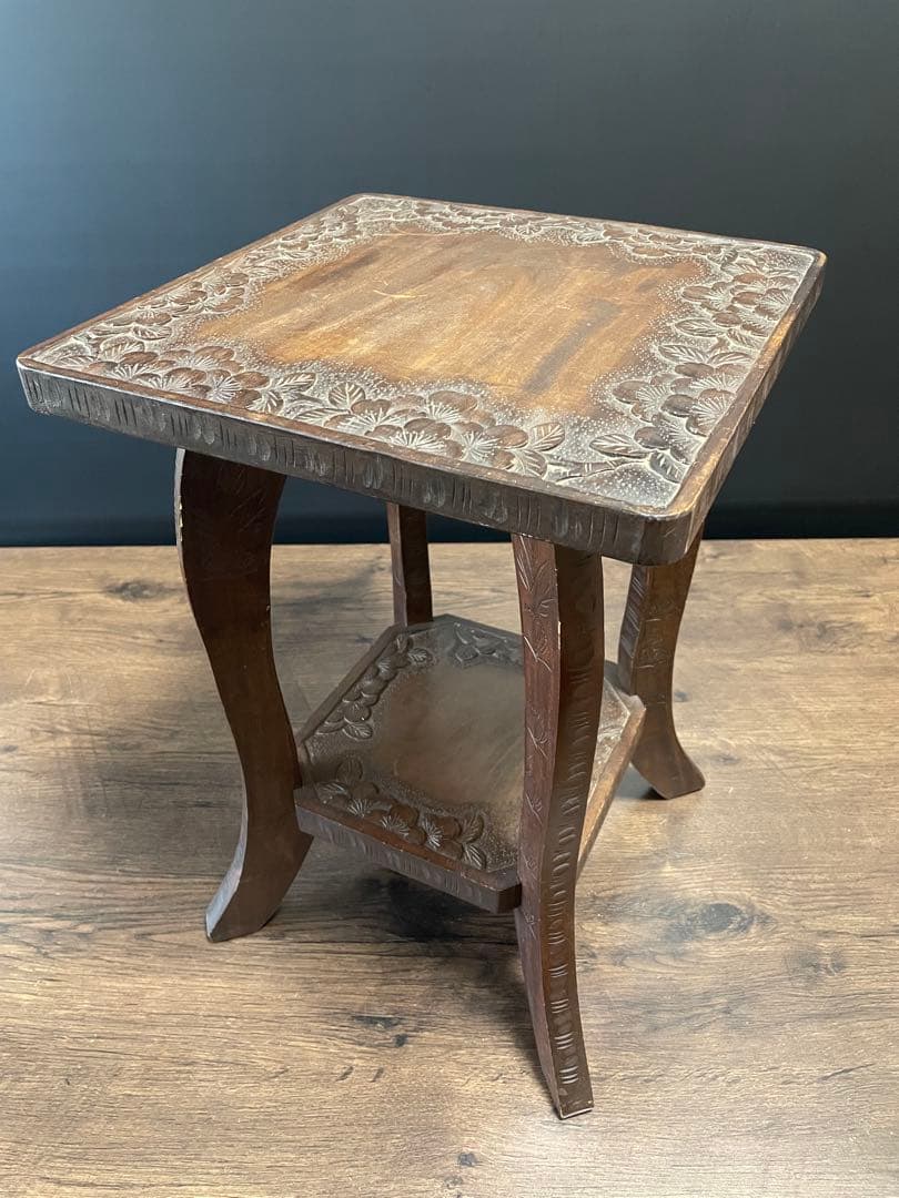 和製ビンテージ 伝統工芸 軽井沢彫り サイドテーブル　花台