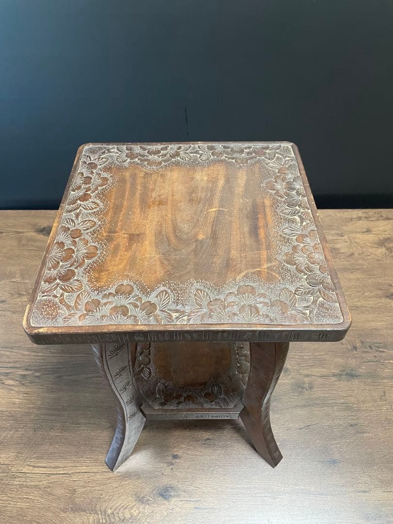 和製ビンテージ 伝統工芸 軽井沢彫り サイドテーブル　花台