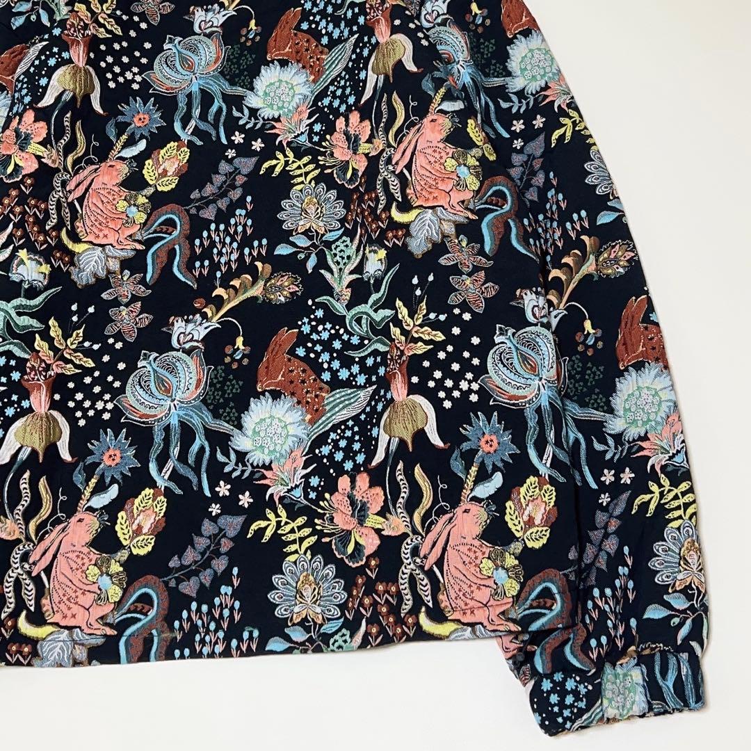 廃盤品 ZARA ジャガード パーカー 花柄 うさぎ