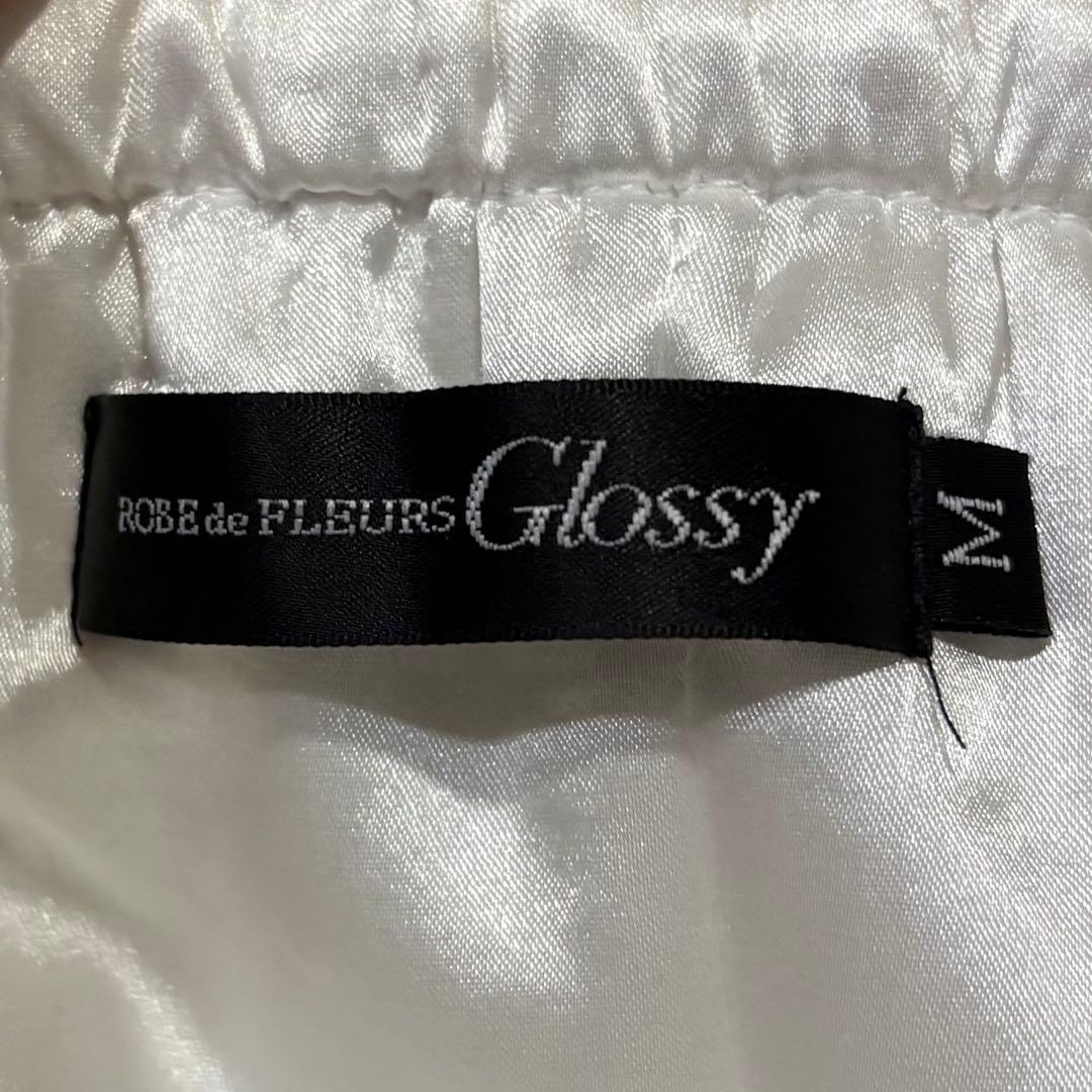 Robe de Fleurs Glossy ホワイトミニドレス