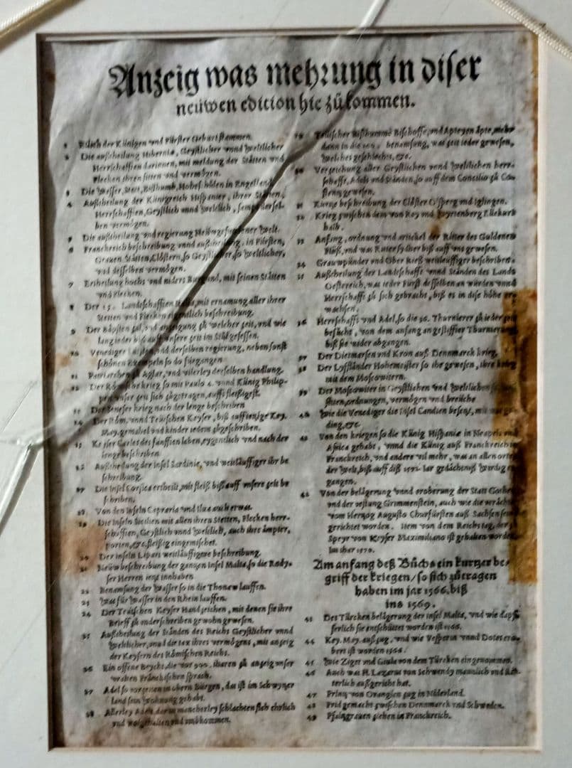 額装品　木版画　古地図の扉絵　1572年　ミュンスター　稀少　入手難作品