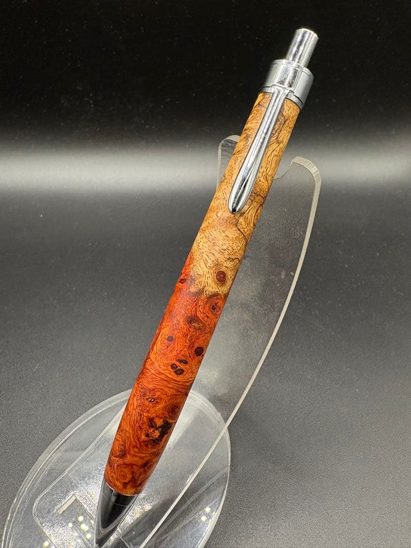 556特上　本花梨　紅白　瘤杢　木軸シャーペン　ボールペン