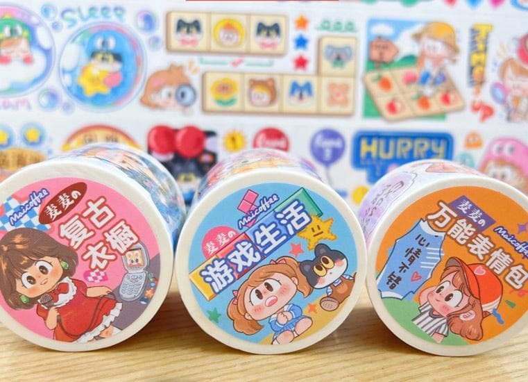 【3巻セット】小麦珈琲 MaiCoffee 海外マステ 人物マステ 少女 麦麦