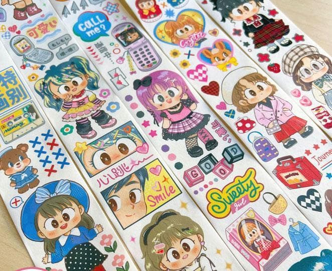 【3巻セット】小麦珈琲 MaiCoffee 海外マステ 人物マステ 少女 麦麦