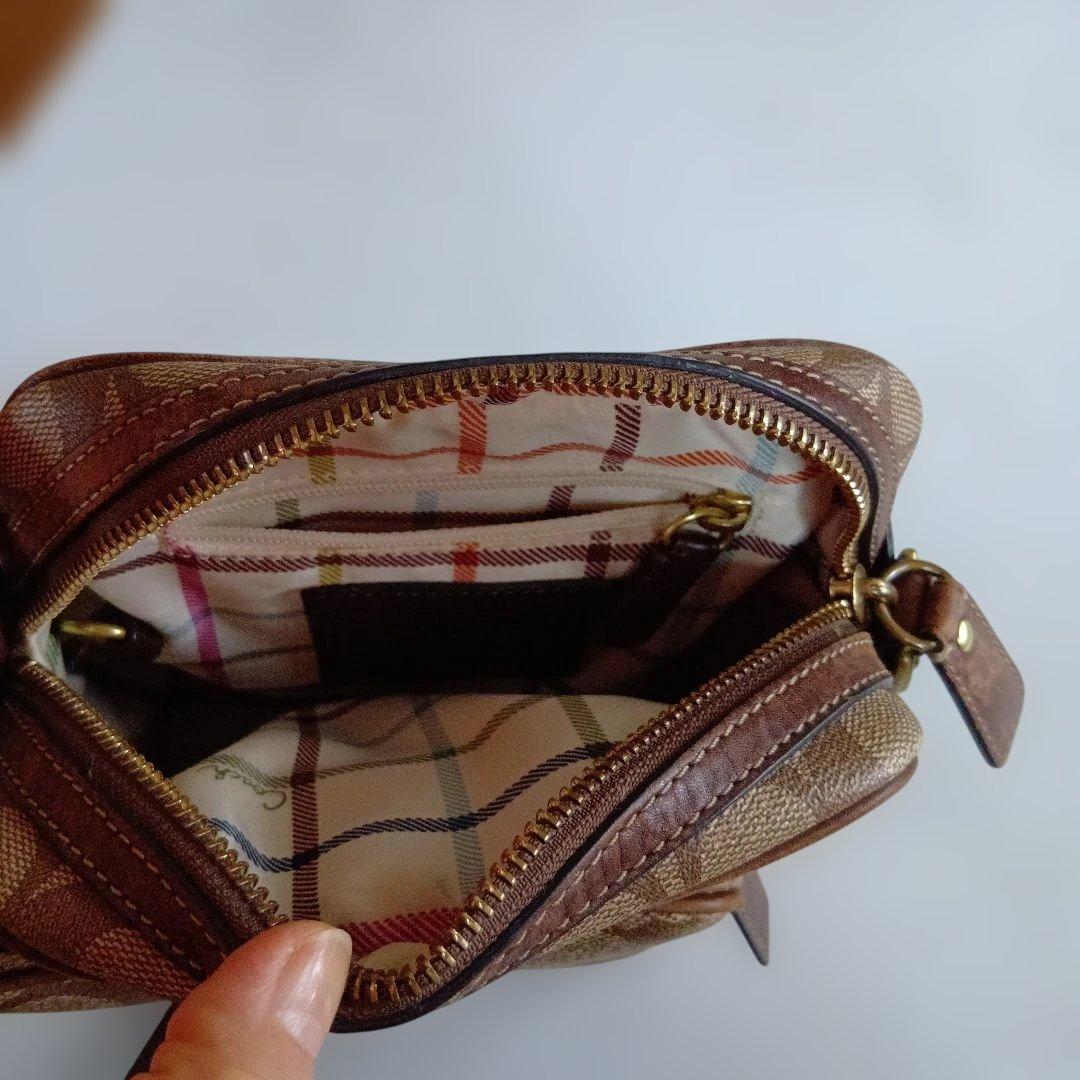 Coach ストライプデザイン ショルダーバッグ