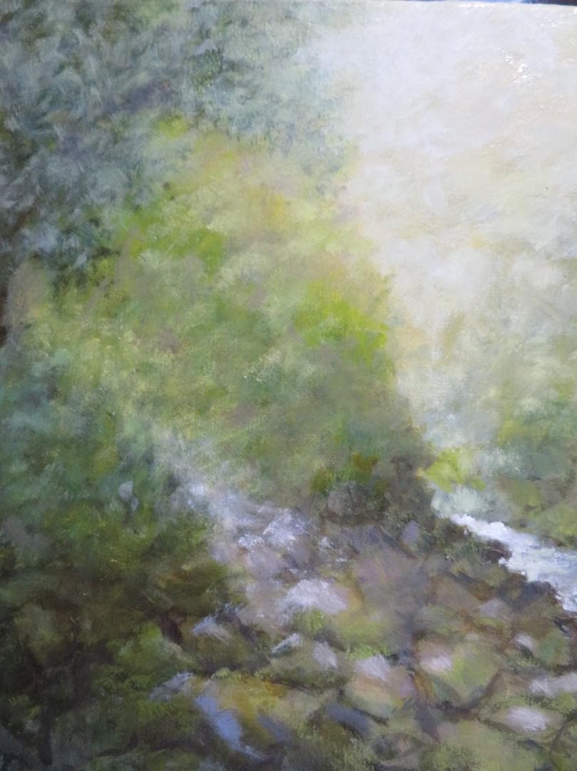 ◆  初夏の渓谷（仮題）　「H.Shimohira」　油彩　F10号   ◆