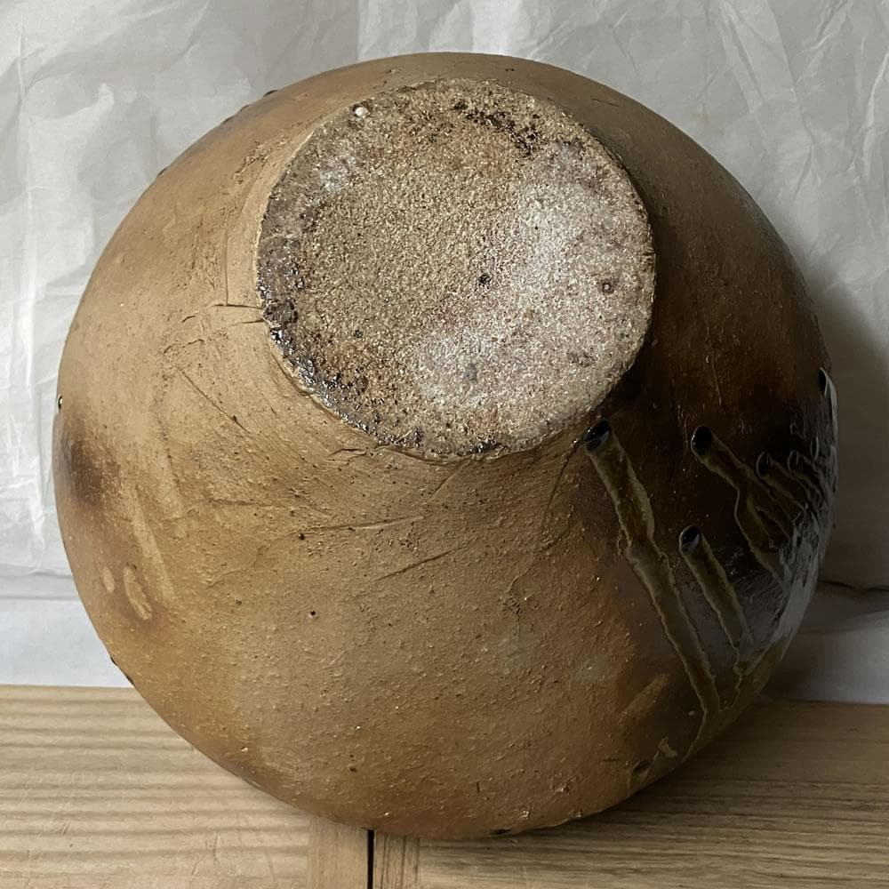 s033 沢田重治 常滑焼 耳付 壷 共箱 澤田重治 花器 壺