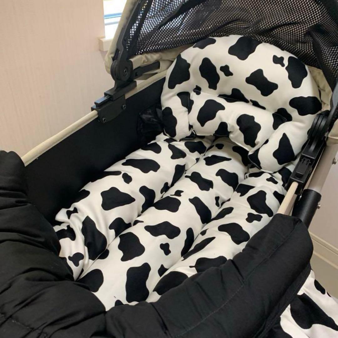 3点set 牛柄　コンフォーター　あごのせ　あごおき　カートクッション　ファー