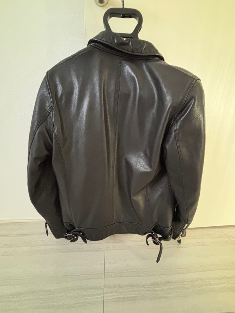 美品【希少Mサイズ】【ナノユニバース】羊革レザーライダースジャケットブラック