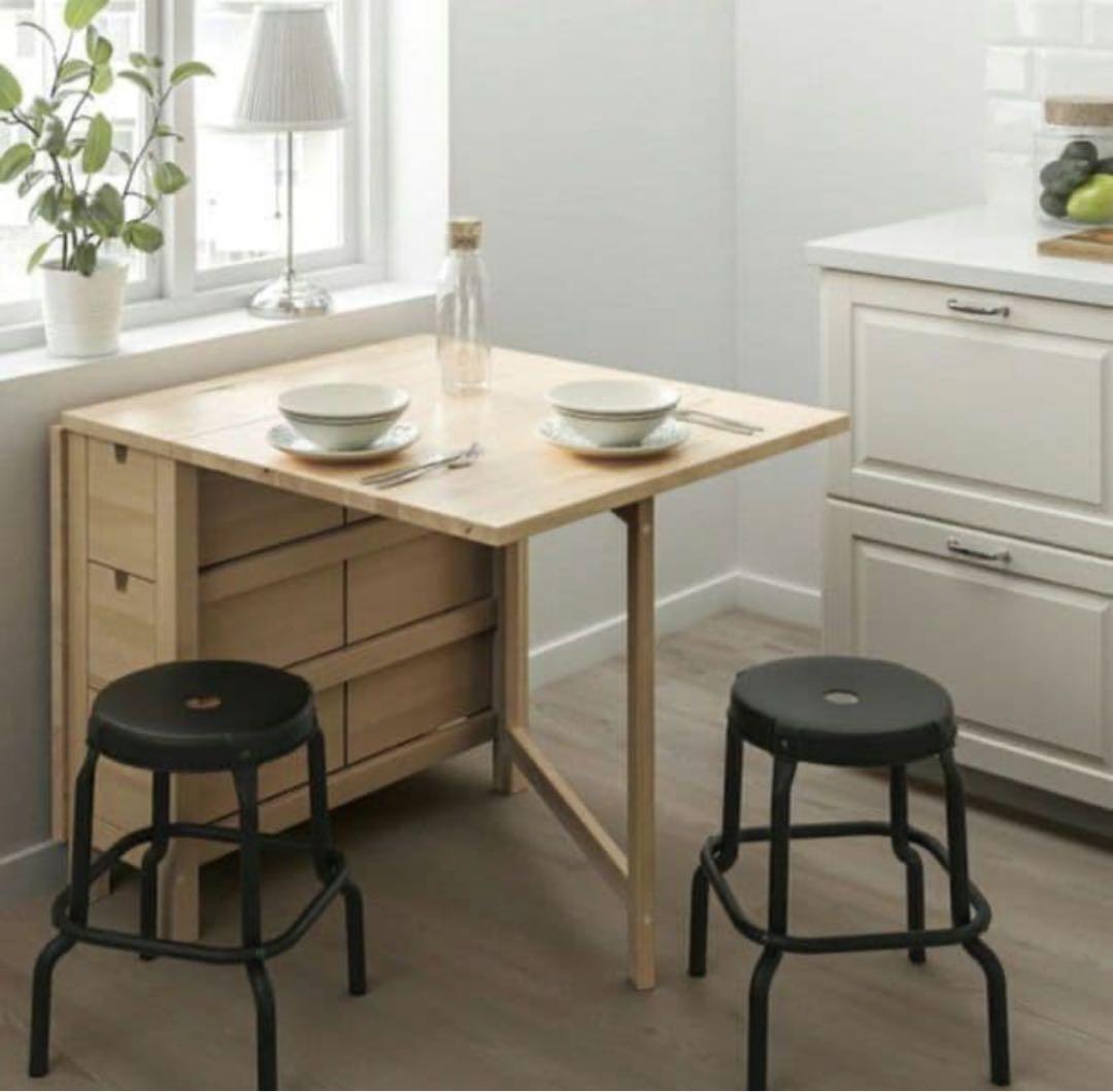 IKEA ノールデン 折りたたみテーブル 引き出し付