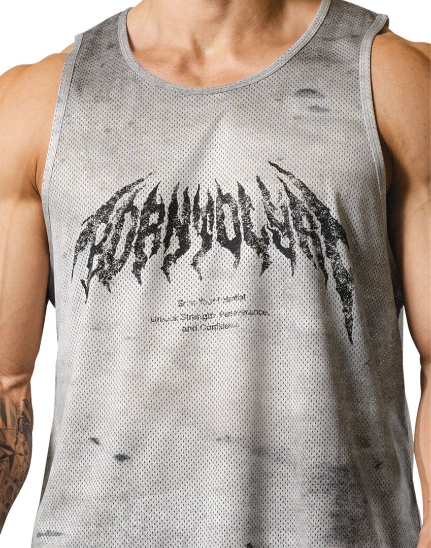 【新品未使用】LYFT デスメタルロゴヴィンテージメタルタンクトップ アイボリー