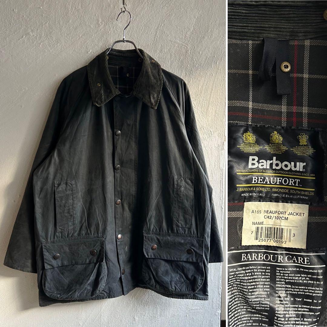 90S Barbour BEAUFORT 42 ネイビー オイルドジャケット