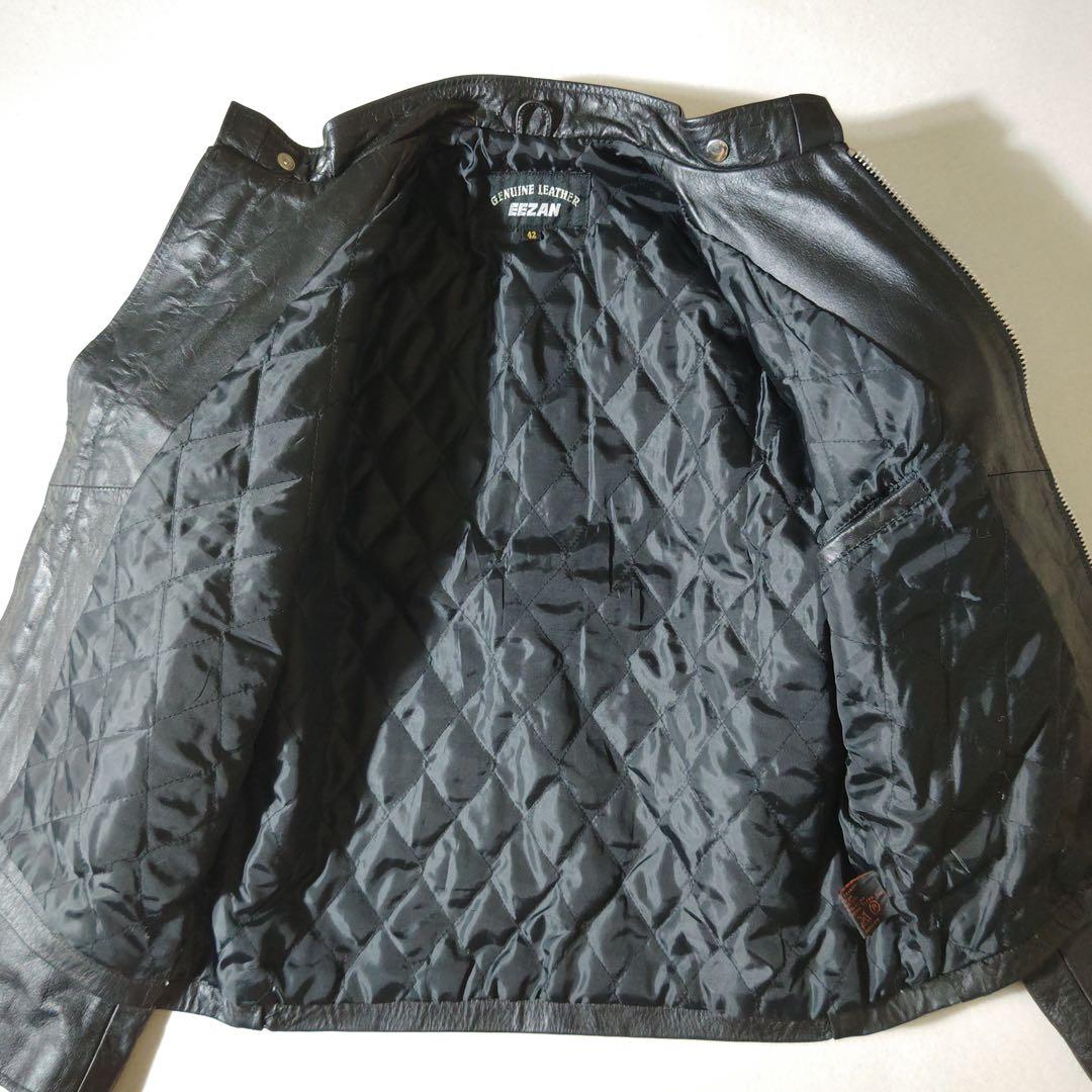 EEZAN　ライダースジャケット　シングル　レザージャケット　本革　黒　立襟