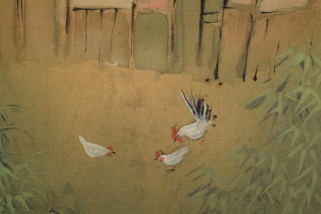 観城/青緑竹林山水図/掛軸☆宝船☆Z-578