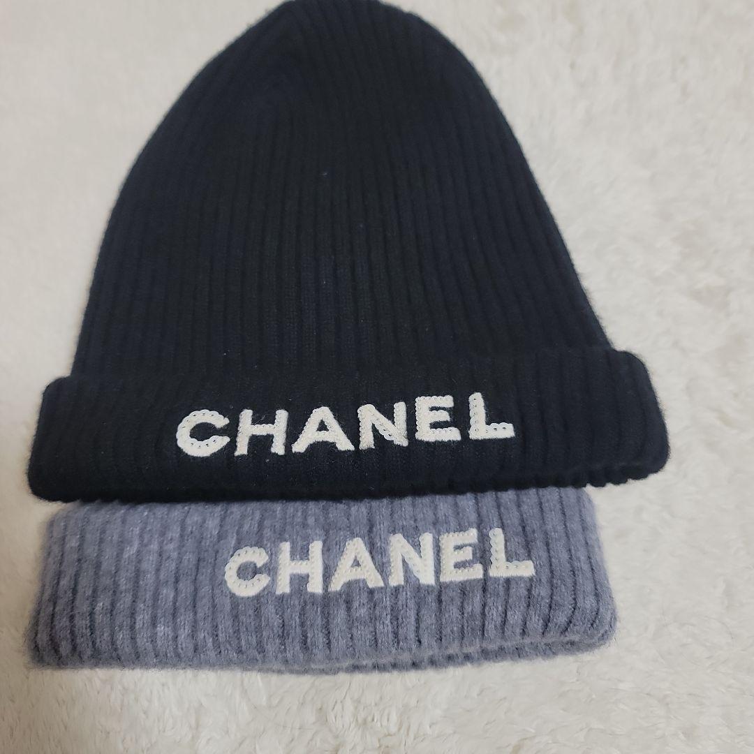CHANEL　ニット帽　グレー