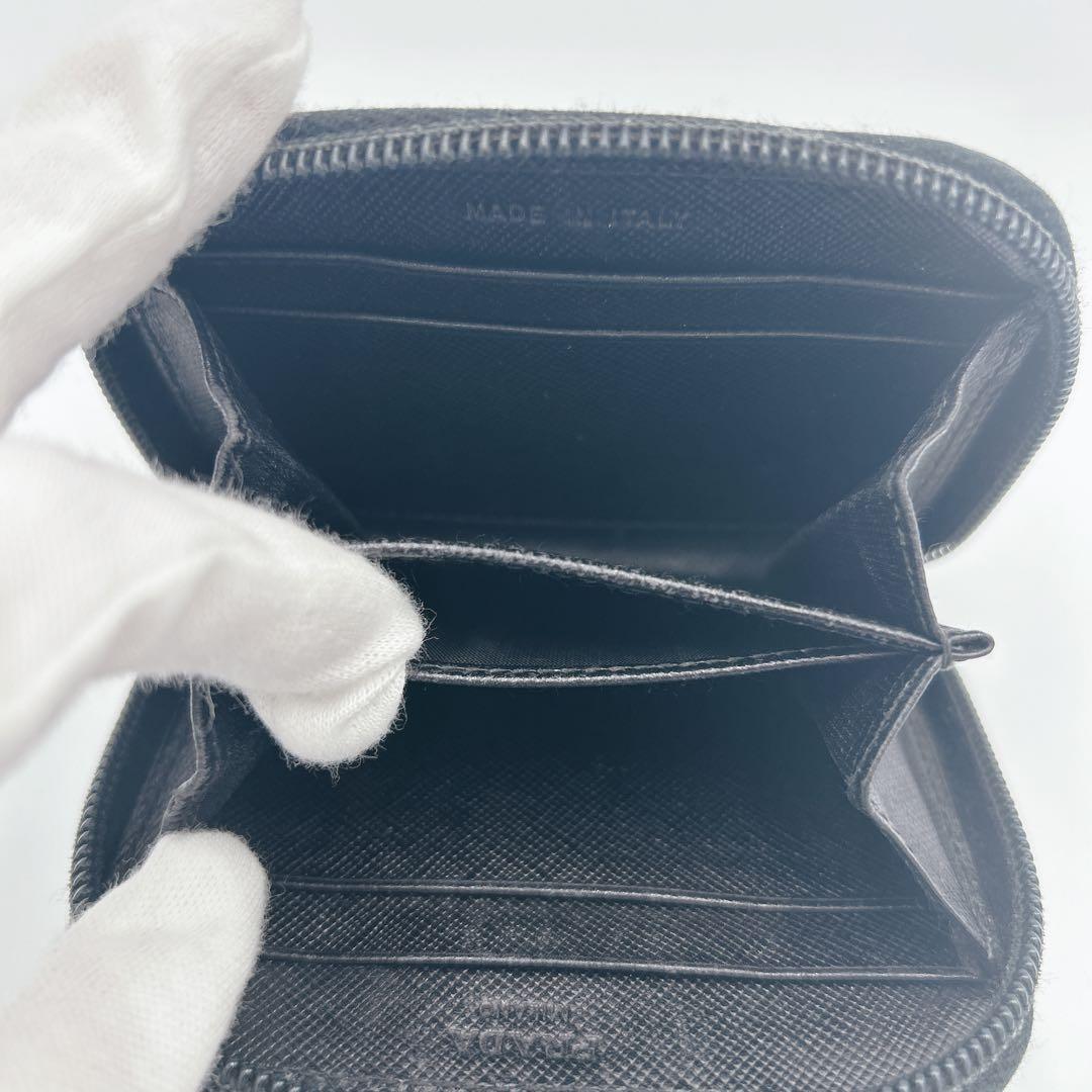 ✨美品✨プラダ ケース 小銭入れ サフィアーノレザー 三角ロゴ ブラック
