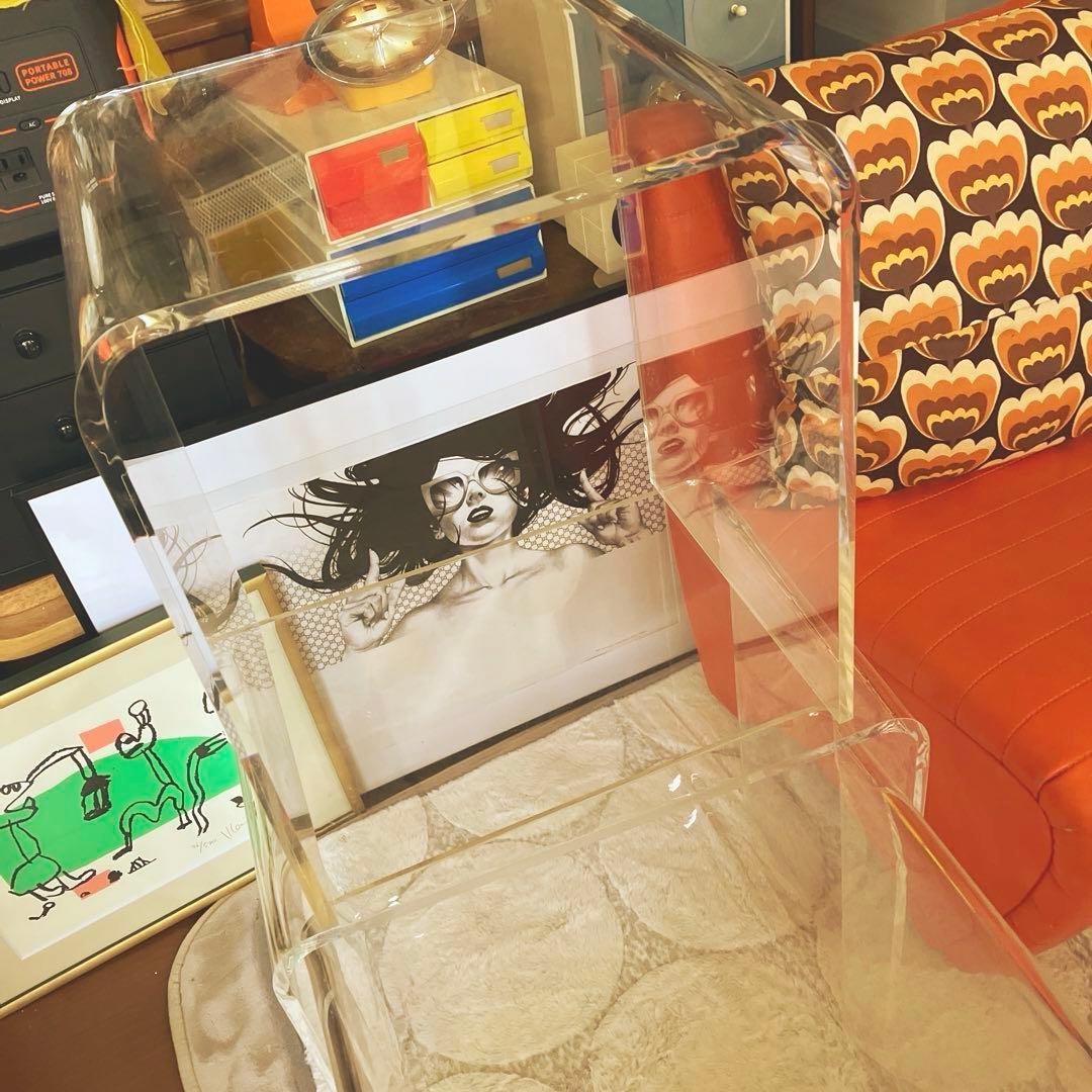 アクリル ネストテーブル 3台セット ミッドセンチュリー スペースエイジ 飾り台