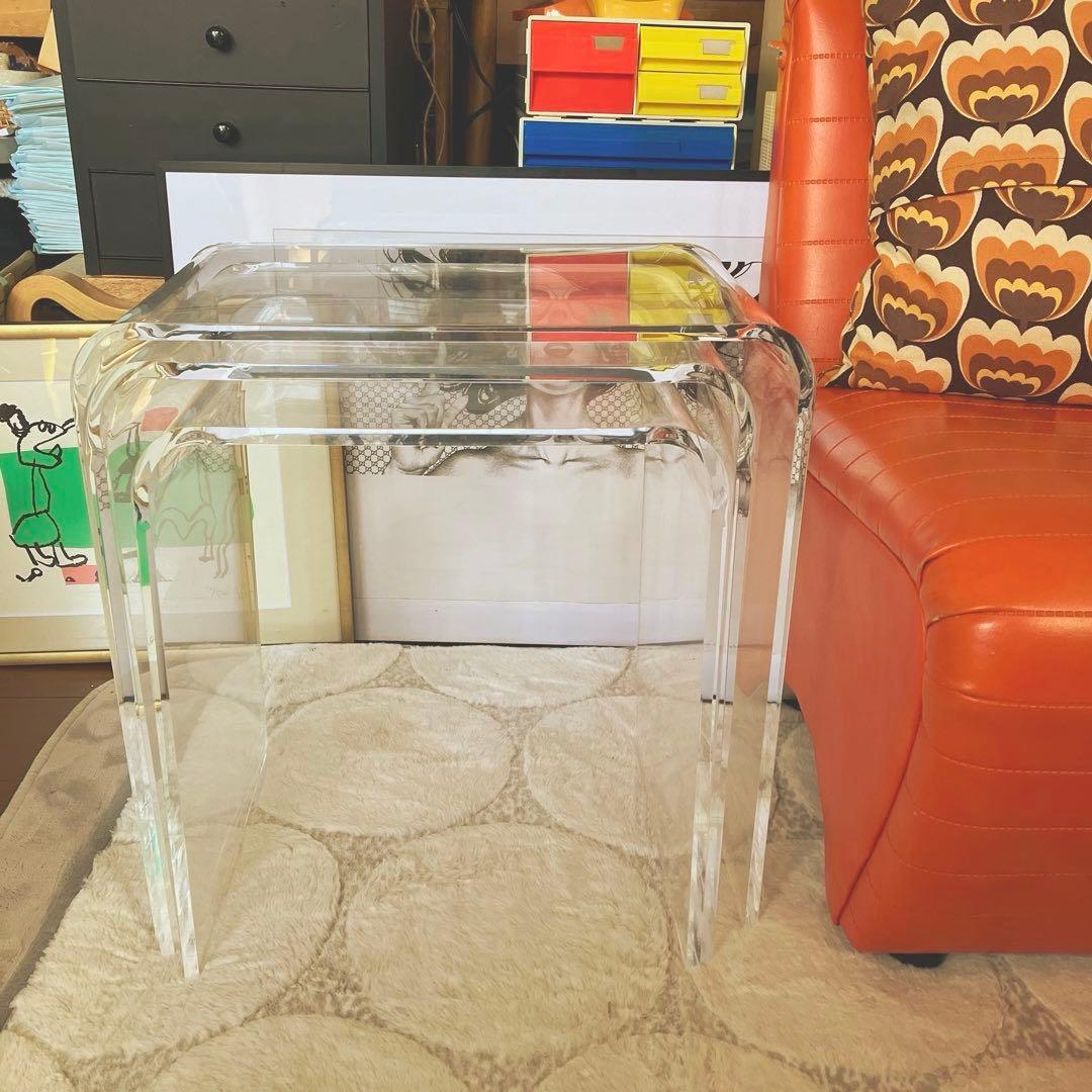 アクリル ネストテーブル 3台セット ミッドセンチュリー スペースエイジ 飾り台