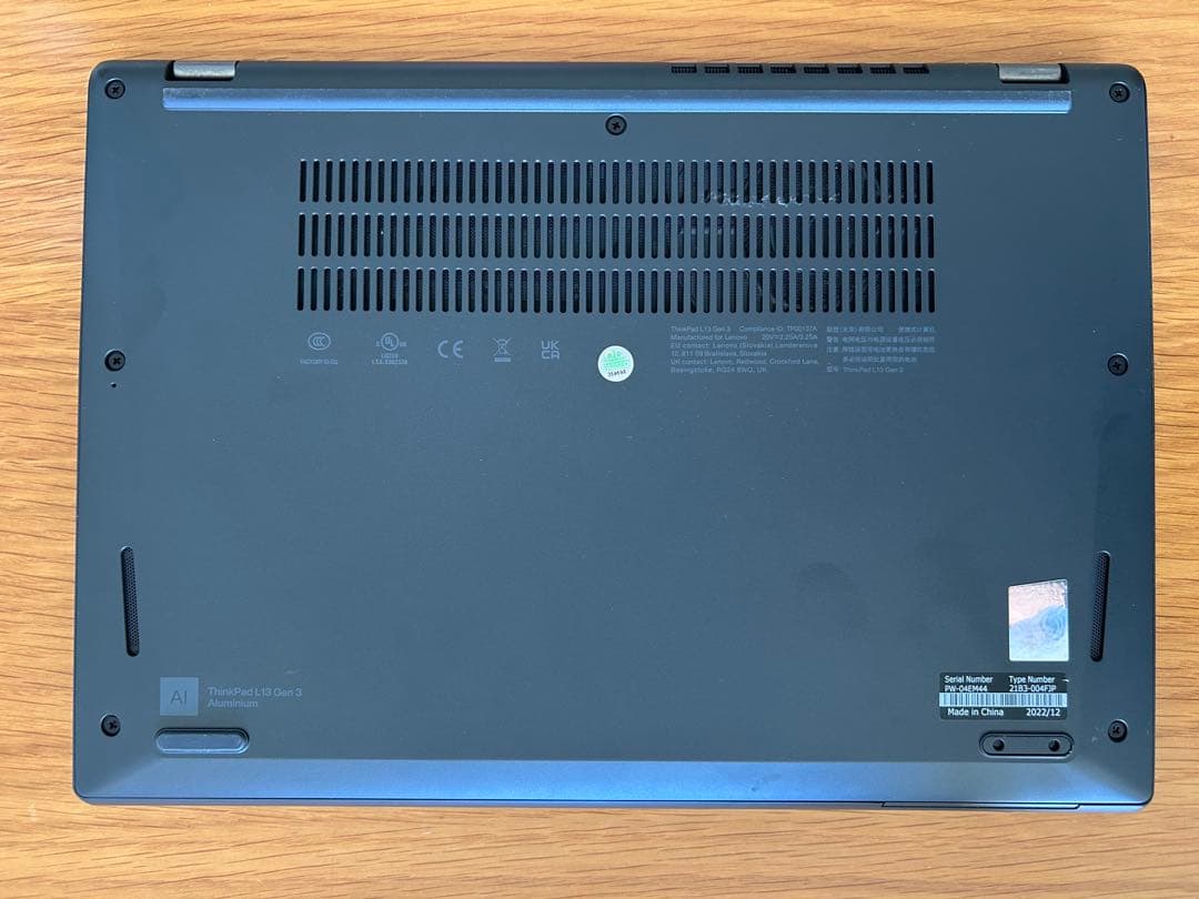 2022年モデル、Lenovo ThinkPad L13 第12世代ノートPC