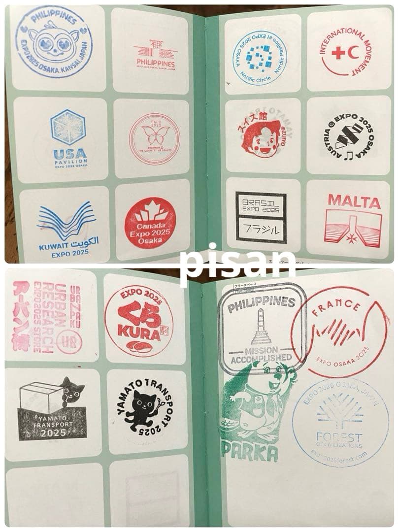 【フルコンプ】大阪関西万博 スタンプ帳 最終日10/13消印・ミャクミャク切手付