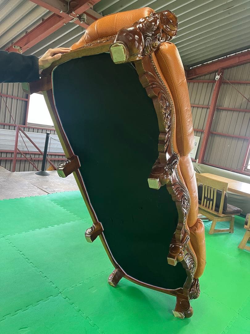 【お引き取り限定】 アンティーク 三人掛け 大型ソファー ヴィンテージ