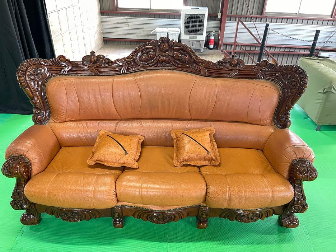 【お引き取り限定】 アンティーク 三人掛け 大型ソファー ヴィンテージ