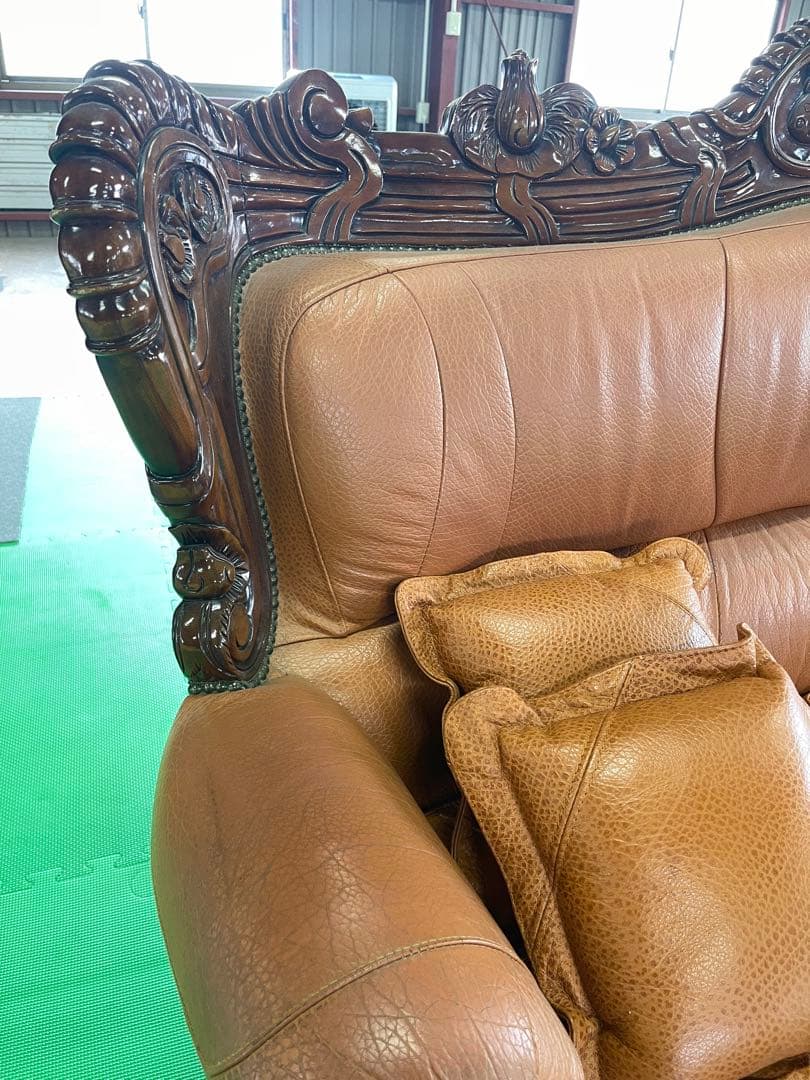 【お引き取り限定】 アンティーク 三人掛け 大型ソファー ヴィンテージ