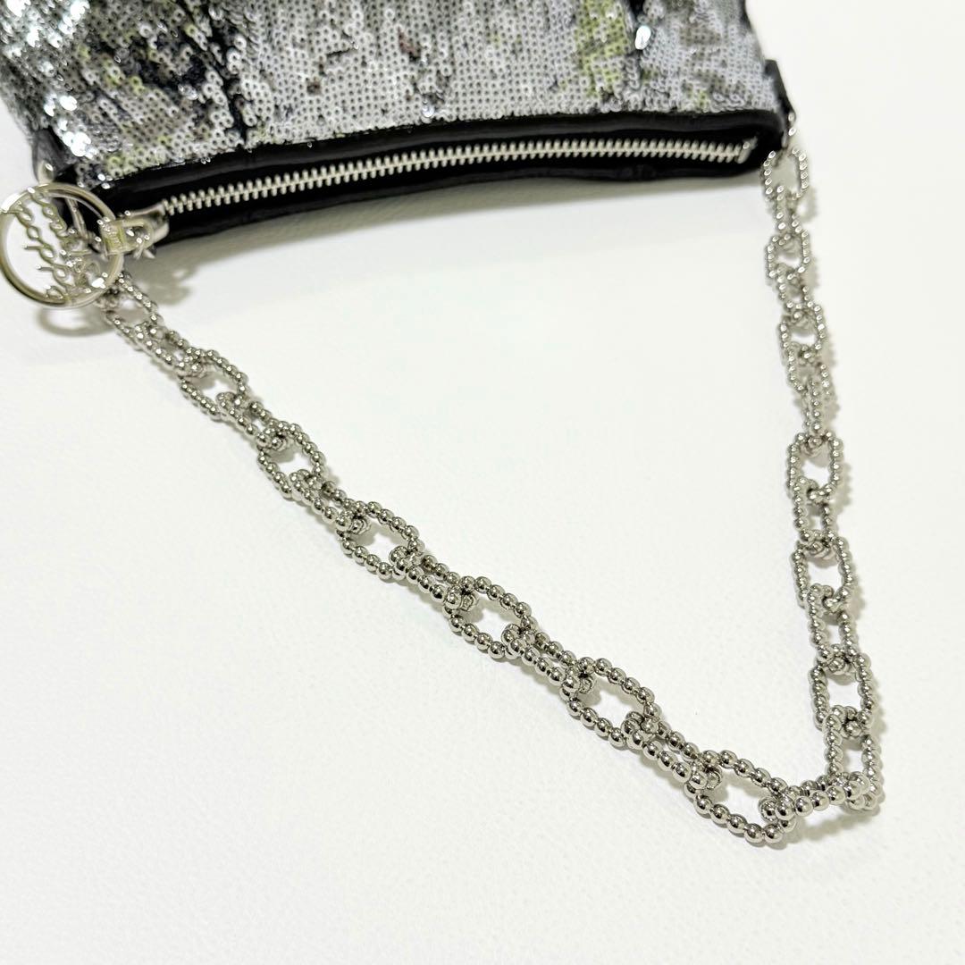 バッグ Coach Poppy Sequin Pouch with Chain