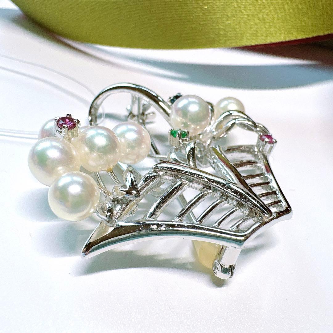 本真珠　あやかパール　K18　シルバー　アコヤ　ペンダントトップ　ブローチ兼用