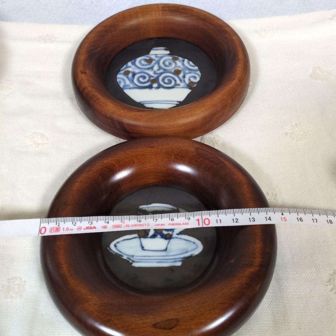 ★レア　艸茅窯　川野恭和　木工額　民藝磁器　皿　染付