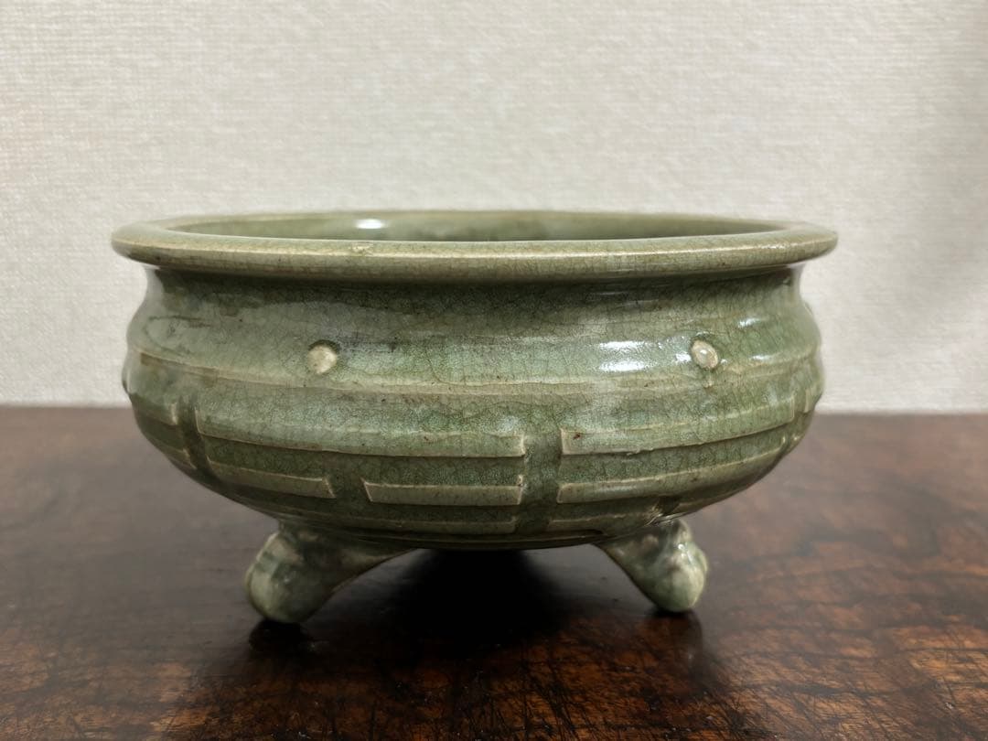 完品!　明時代　龍泉窯青磁香炉　七官青磁 　　(検)唐物 中国古玩 骨董 香爐
