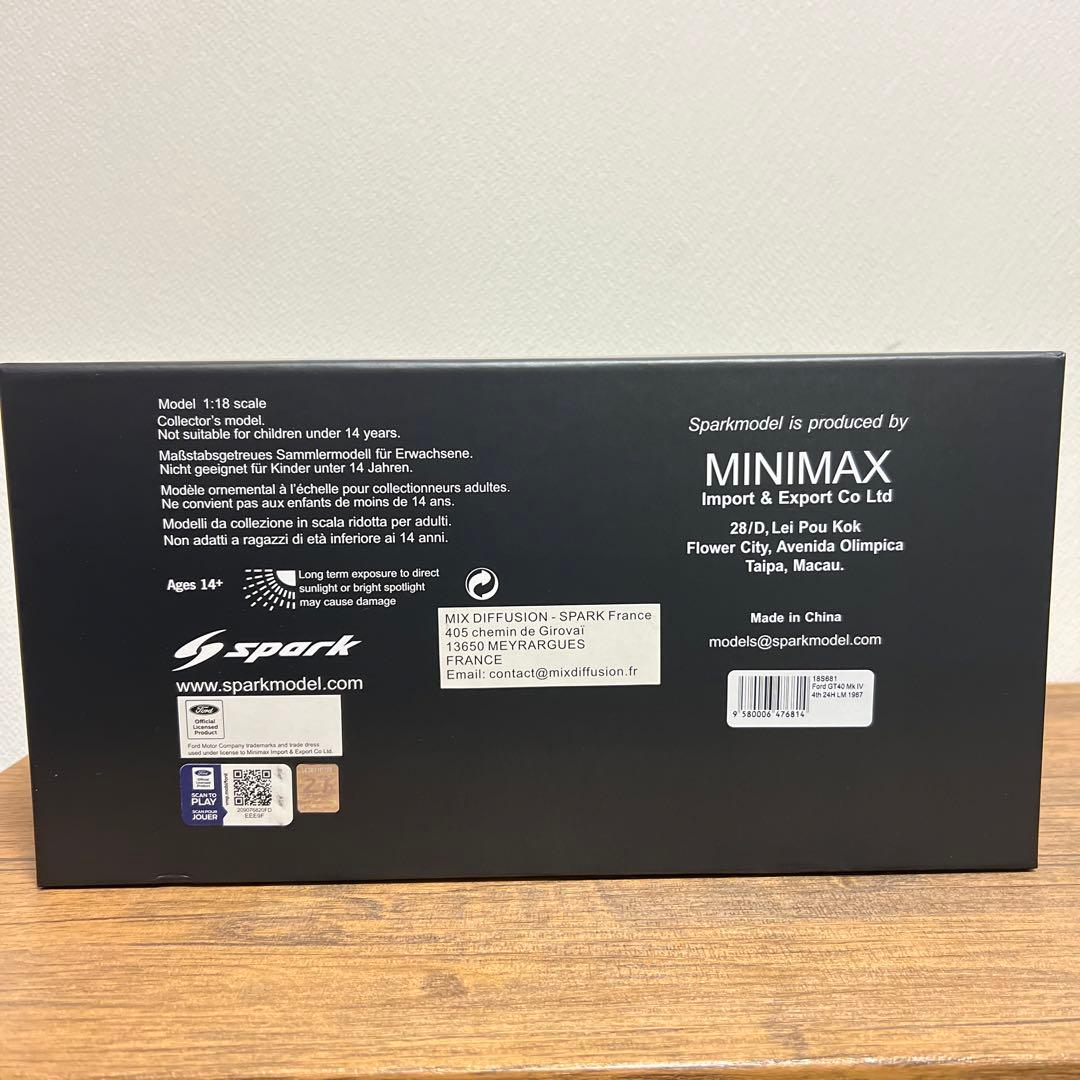 【絶版！】spark 1/18 Ford GT40 Mk IVスパーク