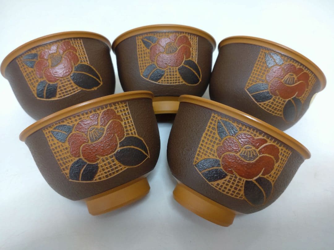 常滑焼 甚秋造 茶器揃 急須 煎茶碗五客 共箱