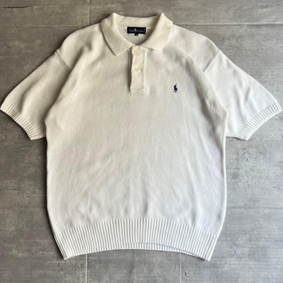 Ralph Lauren　ラルフローレン　サマーニット　ポロシャツ　刺繍ロゴ　M