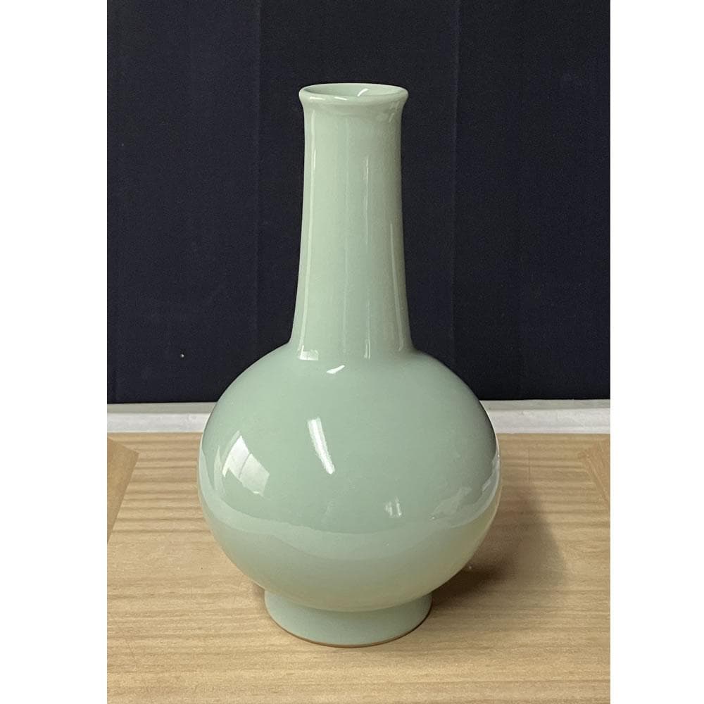 y026 宮永東山 青磁 花入 共箱 茶道具