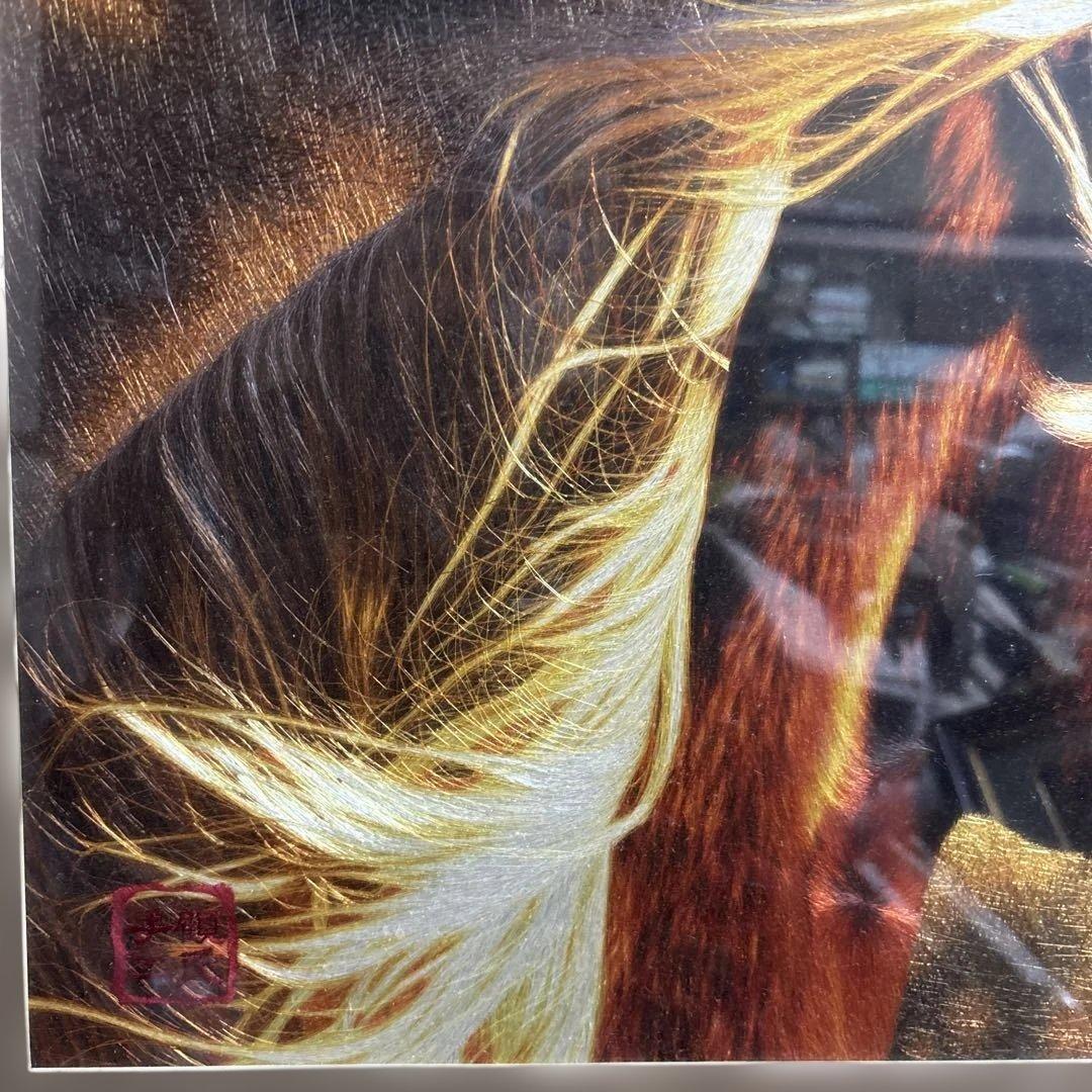 馬の肖像画 金色のフレーム付き