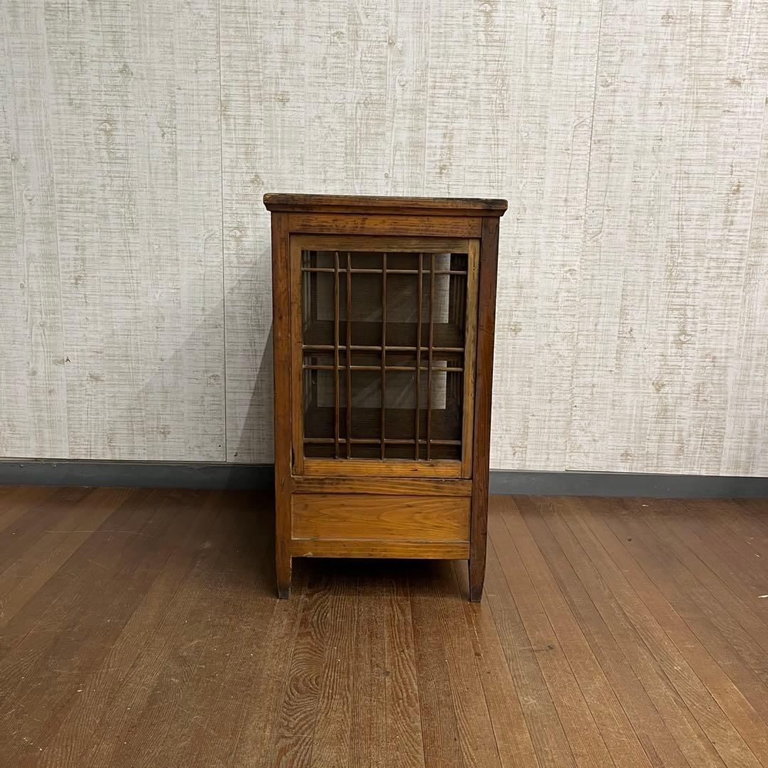 【アンティーク】昭和レトロ ガラス戸棚 食器棚 小引出し キャビネット 古家具