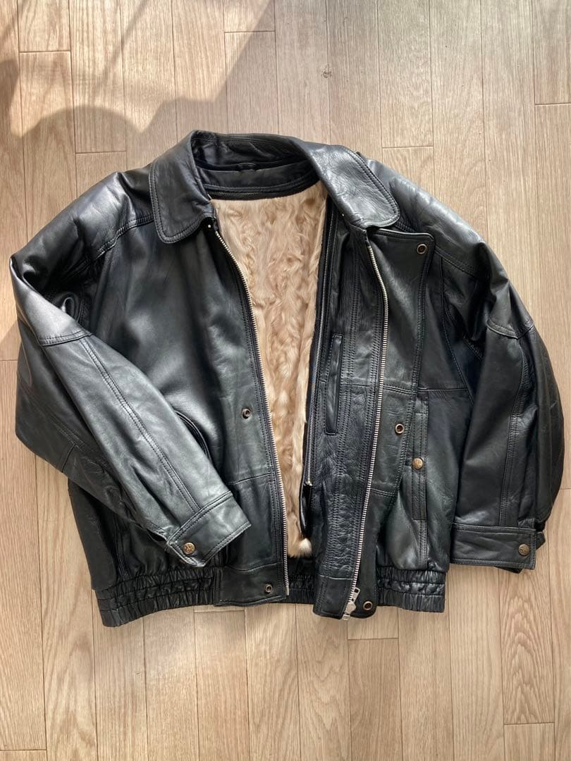 ジャンティーク レザー ボンバージャケット ヴィンテージ オーバーサイズ