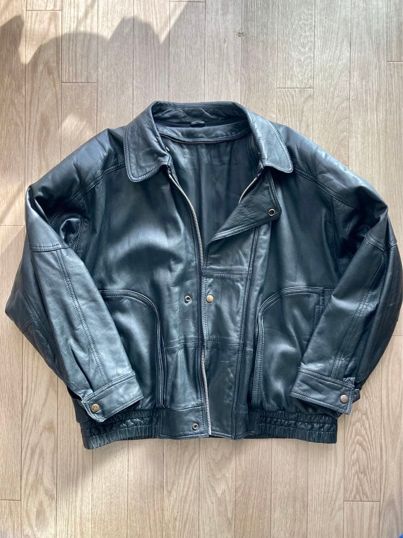 ジャンティーク レザー ボンバージャケット ヴィンテージ オーバーサイズ