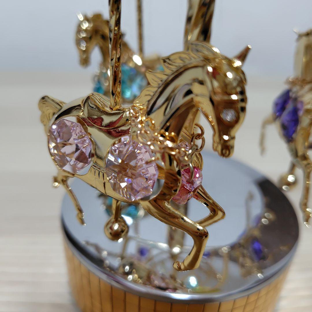 スワロフスキー　オルゴール　メリーゴーランド　タグ付き