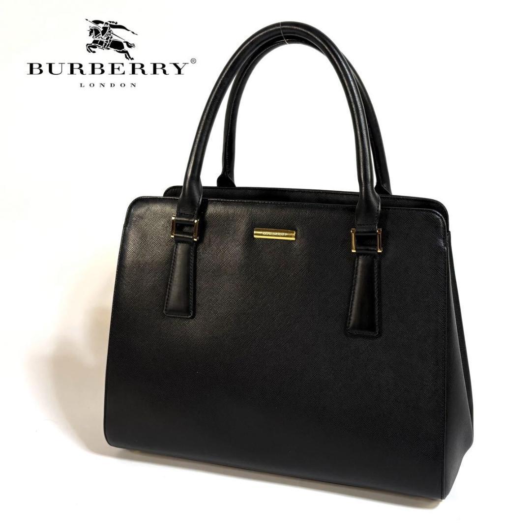 【美品】BURBERRY レザー ハンドバッグ ノバチェック ゴールド金具