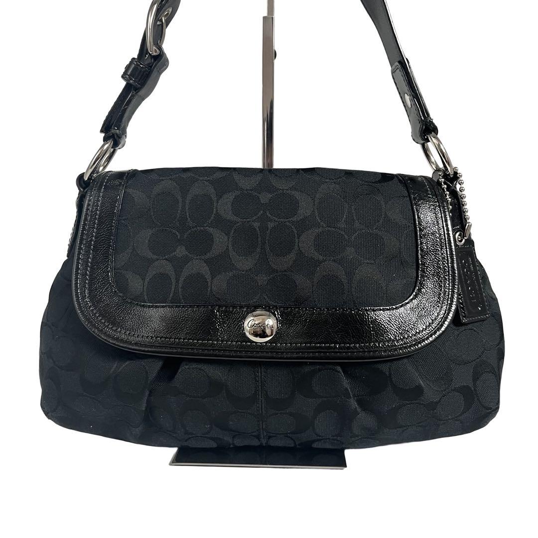 コーチ ワンショルダーバッグ シグネチャー キャンバス 2way 肩掛け 黒