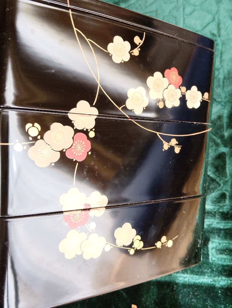 本漆 重箱 梅の花