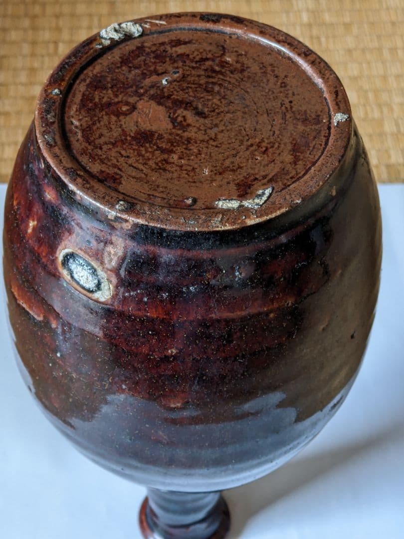 ♦江戸時代 尾呂窯 鉄釉 徳利 瓶 酒器 18世紀初頭 花器 花生置物 骨董品