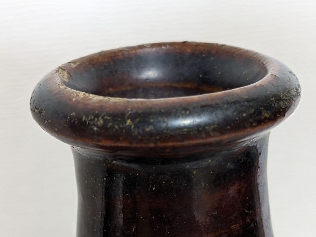 ♦江戸時代 尾呂窯 鉄釉 徳利 瓶 酒器 18世紀初頭 花器 花生置物 骨董品