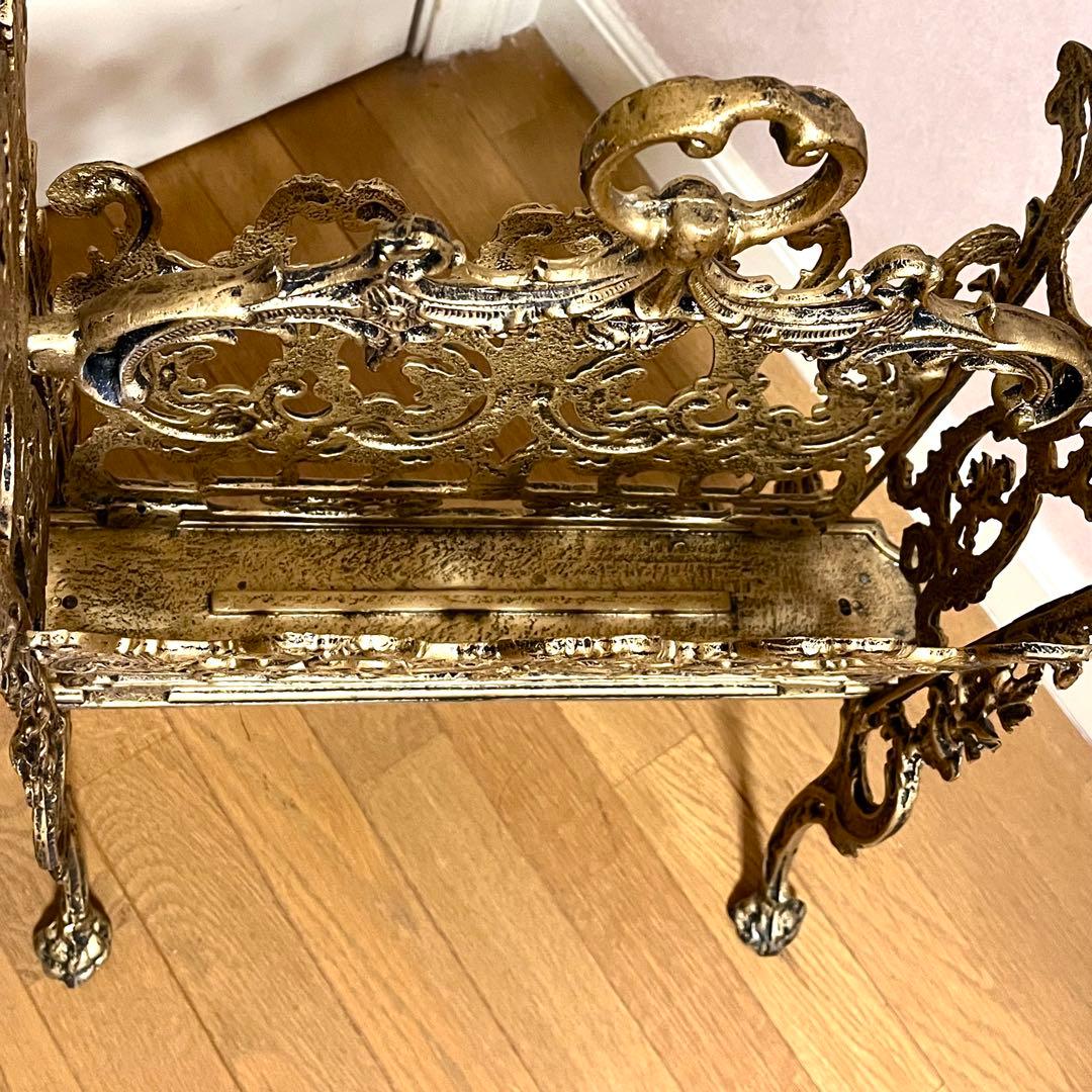 ヴィクトリアンスタイル　マガジンラック　アンティーク調　ゴールド　真鍮　レトロ