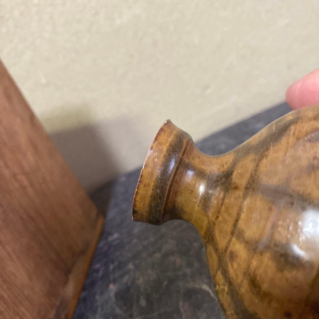 黒釉李朝油壺　木箱付き